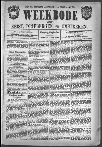 Weekbode, 1 september 1897 (nr. 70, jrg. 34)