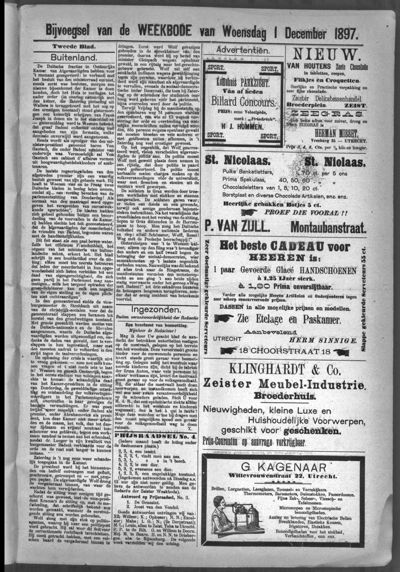Weekbode, 1 december 1897 (nr. 96, jrg. 34)