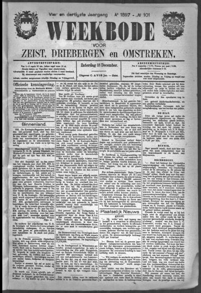 Weekbode, 18 december 1897 (nr. 101, jrg. 34)