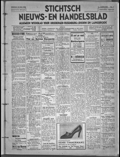 Stichts Nieuws- en Handelsblad, 10 juli 1936 (nr. 7, jrg. 1)