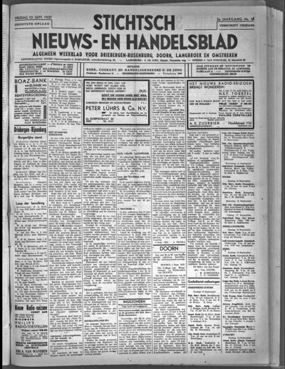 Stichts Nieuws- en Handelsblad, 10 september 1937 (nr. 16, jrg. 2)