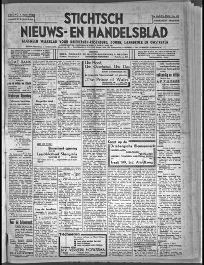 Stichts Nieuws- en Handelsblad, 1 april 1938 (nr. 45, jrg. 2)