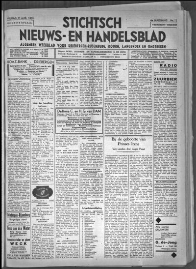 Stichts Nieuws- en Handelsblad, 11 augustus 1939 (nr. 12, jrg. 4)