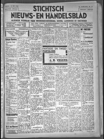 Stichts Nieuws- en Handelsblad, 10 mei 1940 (nr. 51, jrg. 4)