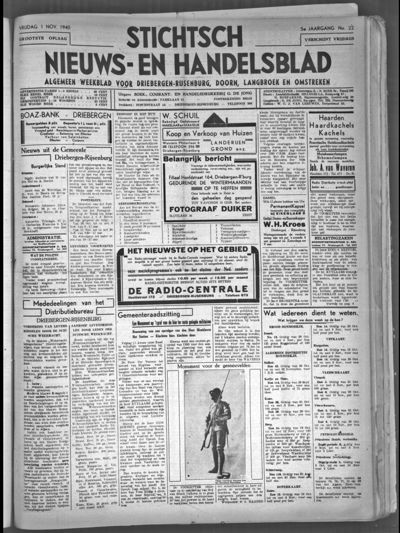 Stichts Nieuws- en Handelsblad, 1 november 1940 (nr. 22, jrg. 5)