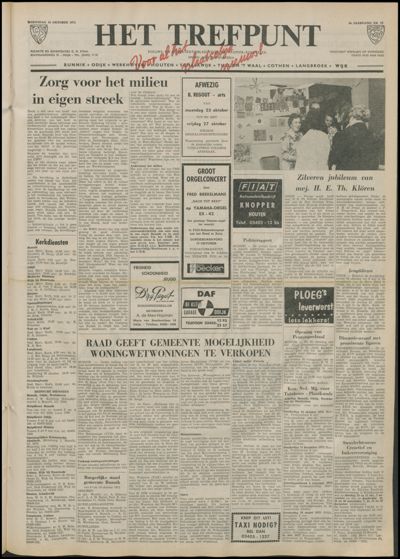 Het Trefpunt, 18 oktober 1972 (nr. 11, jrg. 9)
