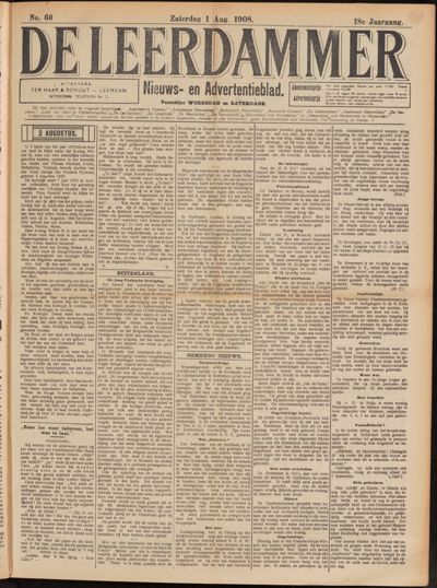 De Leerdammer, 1 augustus 1908