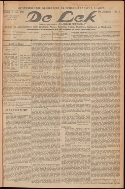 De Lek, 1 januari 1935