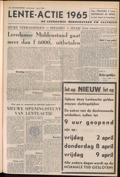 De Gecombineerde, 1 april 1965