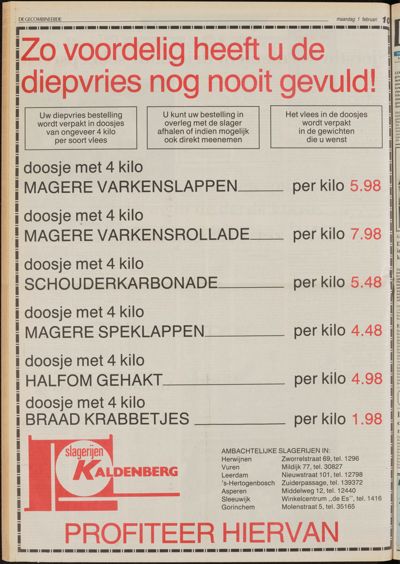 De Gecombineerde Vijfheerenlanden, 1 februari 1988