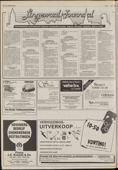 De Gecombineerde Vijfheerenlanden, 1 april 1988