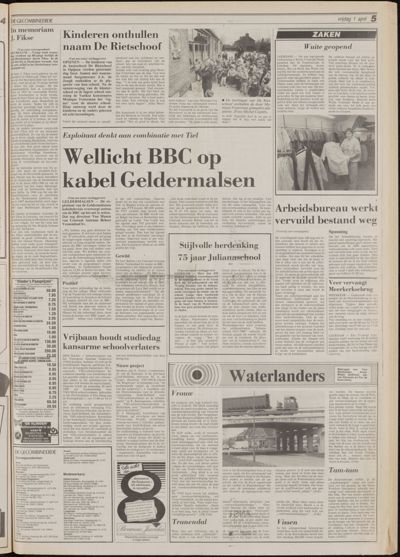 De Gecombineerde Vijfheerenlanden, 1 april 1988