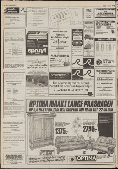 De Gecombineerde Vijfheerenlanden, 1 april 1988