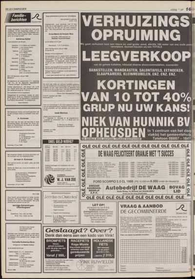 De Gecombineerde Vijfheerenlanden, 1 juli 1988
