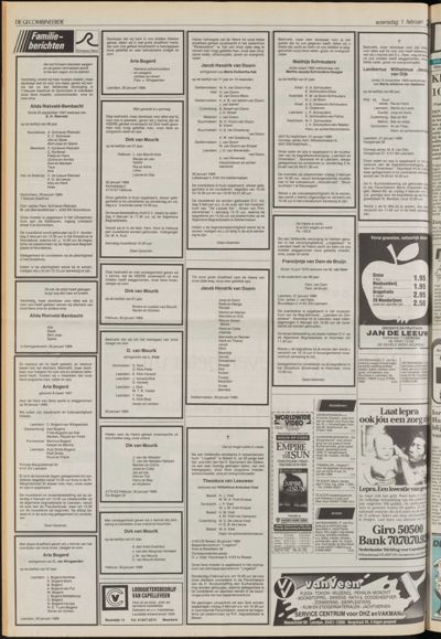 De Gecombineerde Vijfheerenlanden, 1 februari 1989
