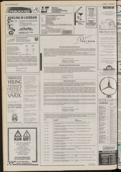 De Gecombineerde Vijfheerenlanden, 1 december 1989