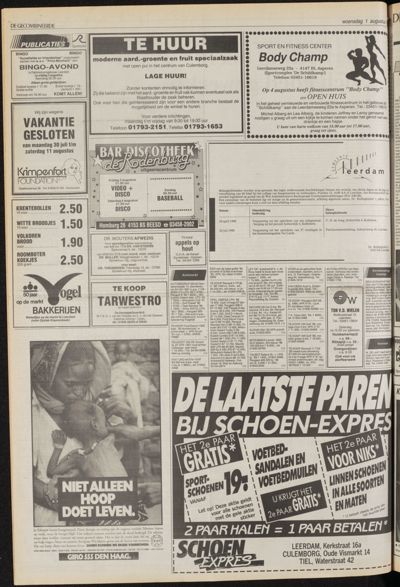 De Gecombineerde Vijfheerenlanden, 1 augustus 1990