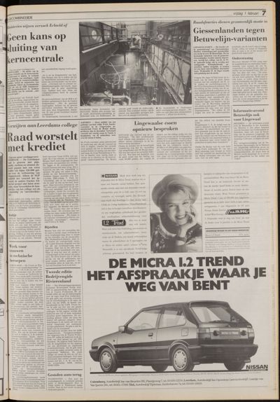 De Gecombineerde Vijfheerenlanden, 1 februari 1991