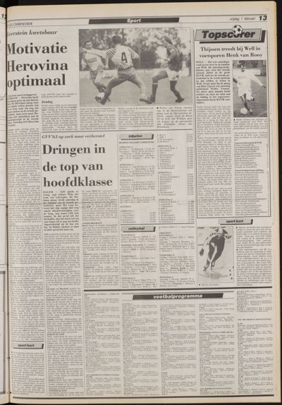 De Gecombineerde Vijfheerenlanden, 1 februari 1991
