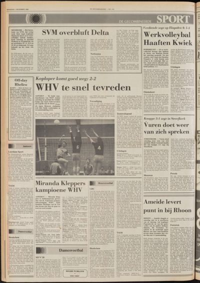 De Gecombineerde West-Betuwe, 1 december 1986