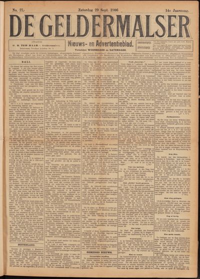 De Geldermalser, 29 september 1906
