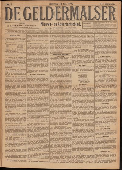 De Geldermalser, 12 januari 1907