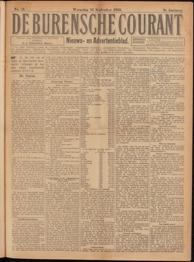 De Burensche Courant, 16 september 1903