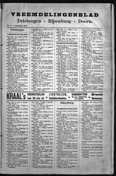 Pension- en Woningcourant, 1 augustus 1914 (nr. 8, jrg. 14)