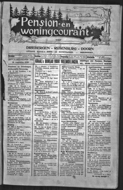 Pension- en Woningcourant, 10 augustus 1920 (nr. 3, jrg. 20)